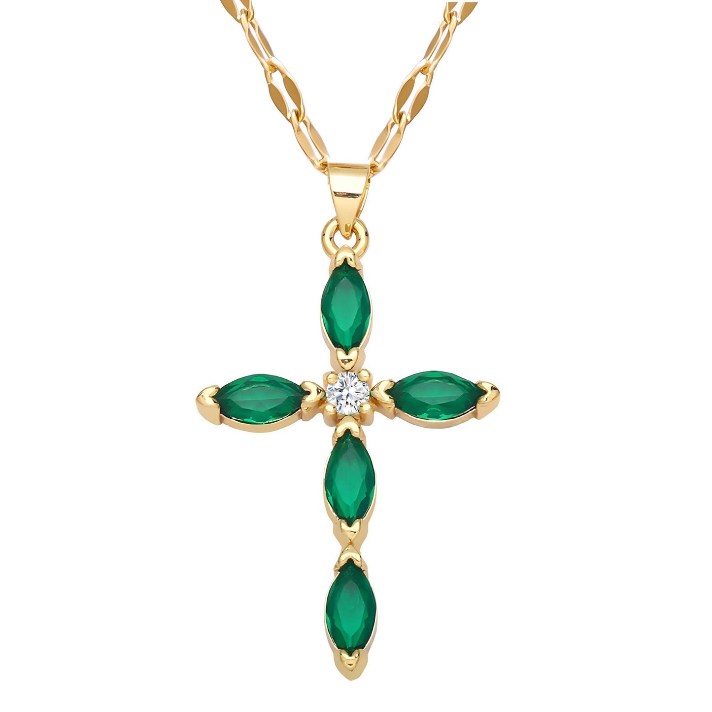 Emerald Cross Necklace